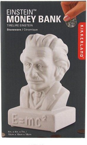 Keramická pokladnička Kasička Einstein, Bílá 10x18 cm - obrázek 2