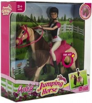Teddies Kůň hýbající se + panenka žokejka plast 35x36x11cm - obrázek 1