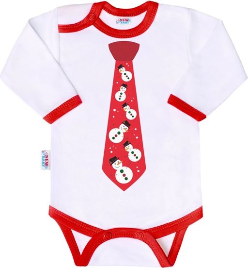 NEW BABY | New Baby Kravaty | Body s potiskem New Baby s kravatou | Červená | 56 (0-3m) - obrázek 1