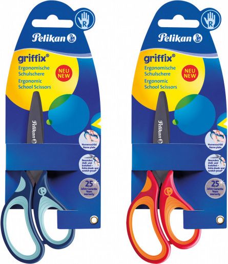 Nůžky pro praváky Griffix - mix barev, na blistru - obrázek 1