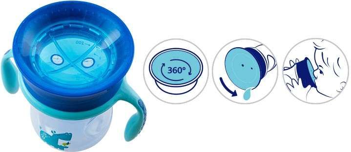 Chicco hrneček 360 s držadly 200 ml oranžový - obrázek 2