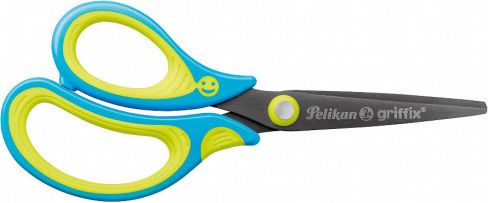 Dětské ergonomické nůžky Griffix se špičatou špičkou - pro leváky, modré, na blistru - obrázek 1