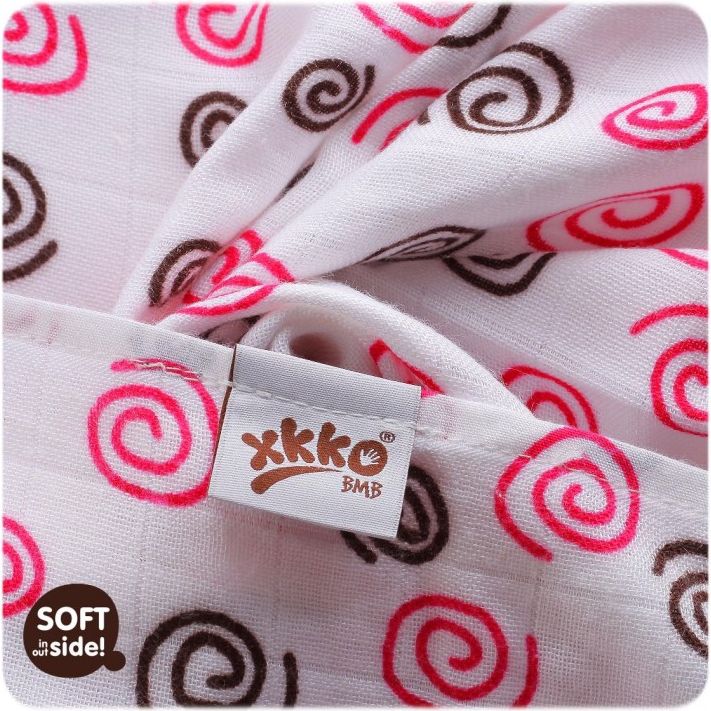 KIKKO Bambusová osuška/plena Spirals&Bubbles 90x100 (1 ks) – magenta spirals - obrázek 2