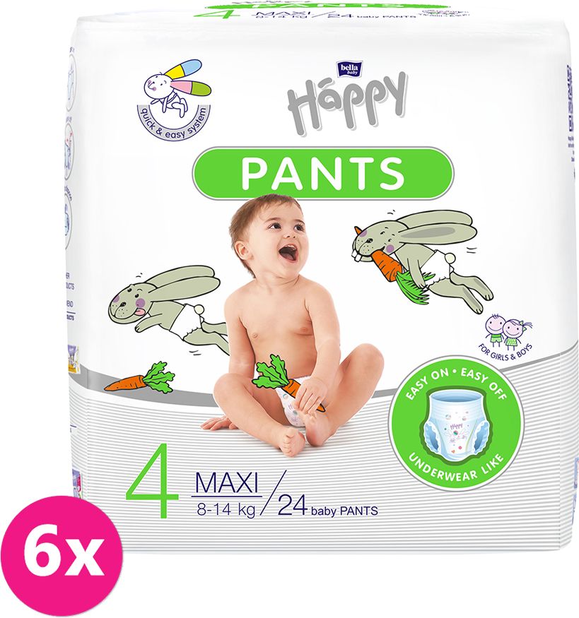 BELLA HAPPY Pants Maxi (8-14kg) 144 ks MĚSÍČNÍ BALENÍ – jenorázové pleny - obrázek 1