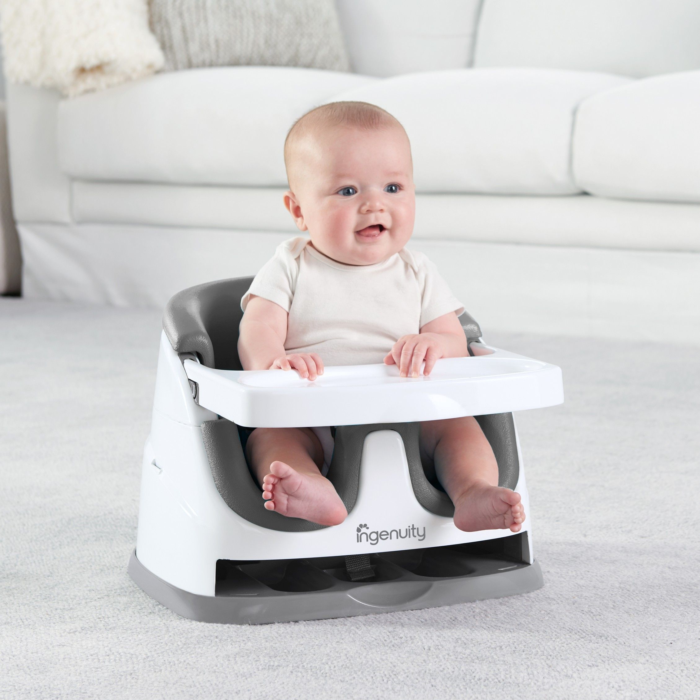 INGENUITY Podsedák na jídelní židli 2v1 Baby Base Slate 6m+, do 22kg - obrázek 2