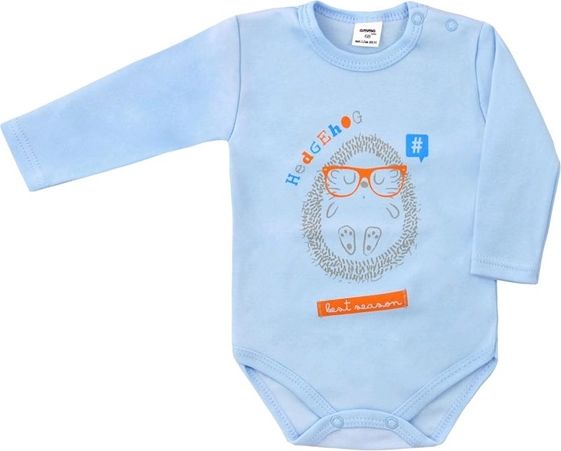 AMMA | Nezařazeno | Kojenecké body s dlouhým rukávem Hedgehog Amma modré | Modrá | 80 (9-12m) - obrázek 1