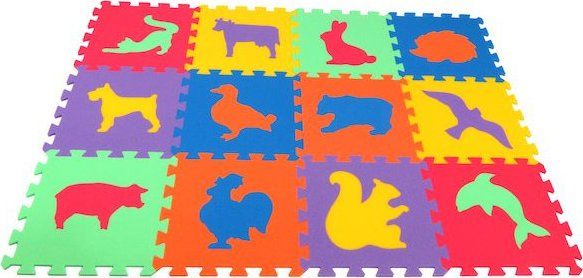MALÝ GÉNIUS Pěnové puzzle MAXI 12 Zvířata domácí,divoká silný (mix-6) - obrázek 1