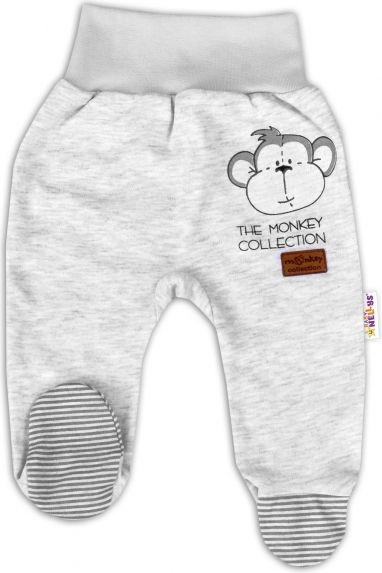 Baby Nellys Baby Nellys Kojenecké polodupačky Monkey - sv. šedý melírek, vel. 68 - obrázek 1