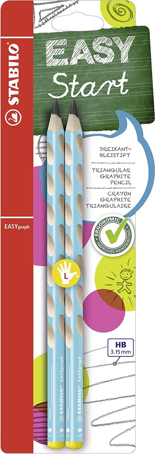 Tužka grafitová STABILO EASY pro leváky modrá 2ks - obrázek 1