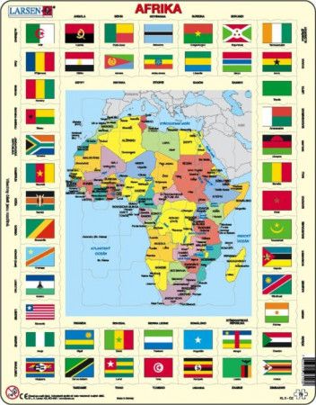 LARSEN Puzzle Afrika - mapa a vlajky 70 dílků - obrázek 1