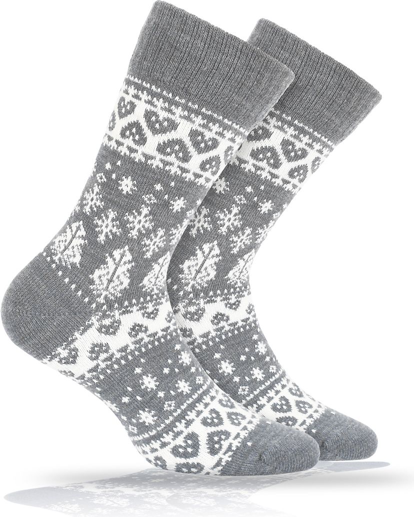 Vlněné ponožky WOLA SRDÍČKA šedé - obrázek 1