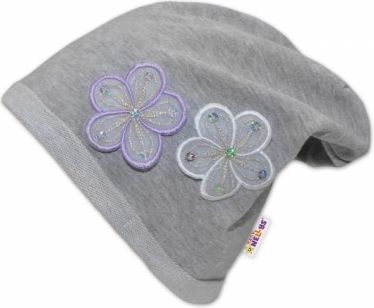 Bavlněná čepička Květinky Baby Nellys ® - šedá - obrázek 1