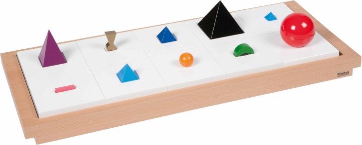 Nienhuis Montessori 3D Wooden Solid Grammar Symbols: Set Of 10 With Tray - obrázek 1