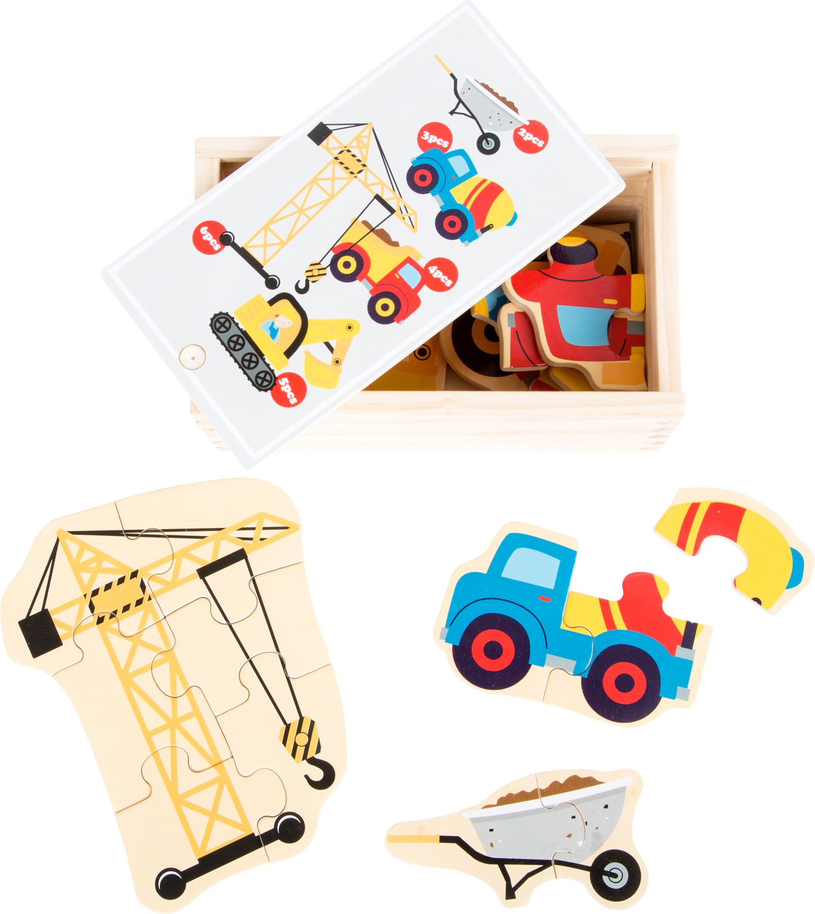 Legler Small Foot Dřevěné puzzle stavební stroje - obrázek 1