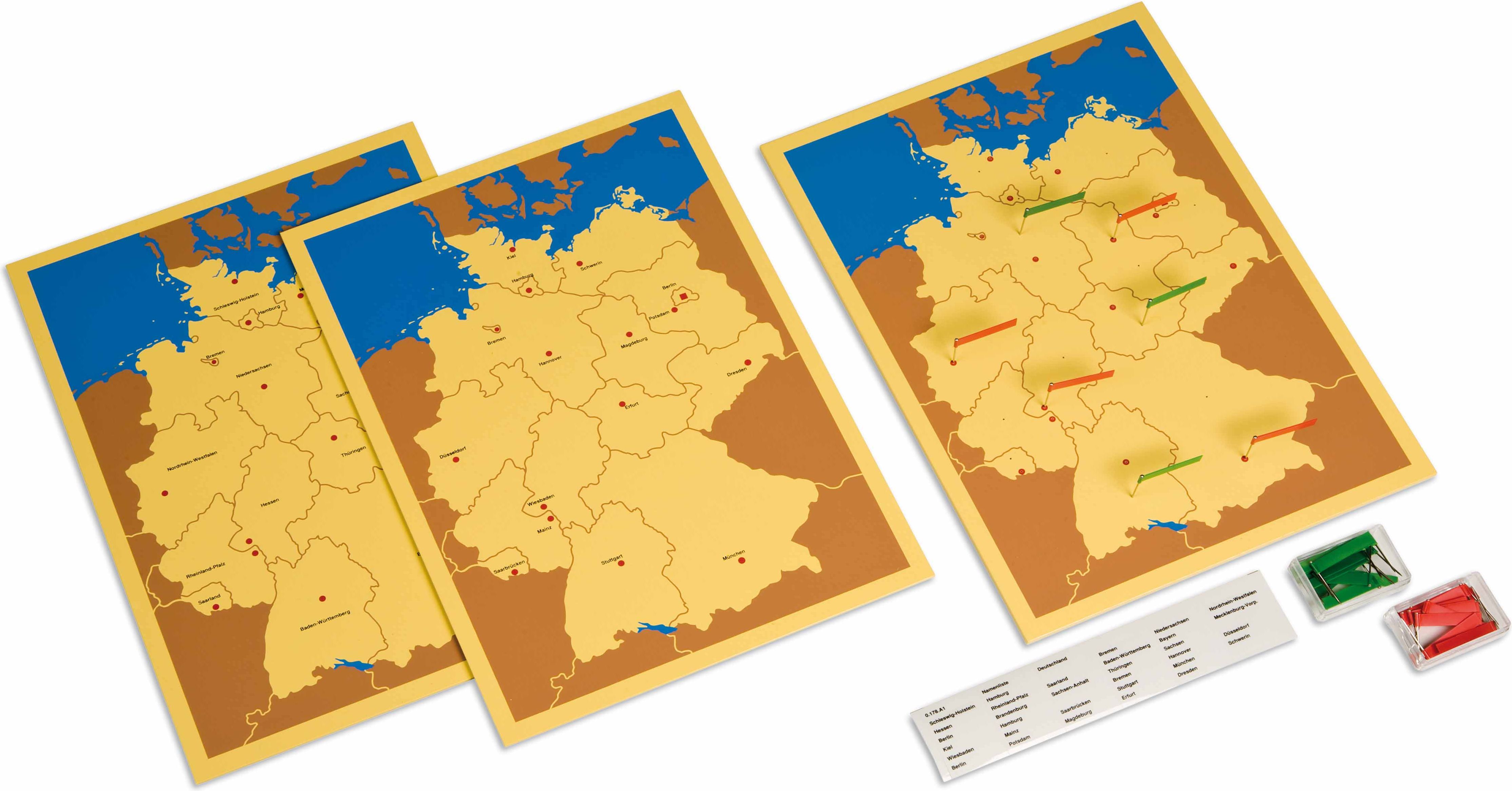 Nienhuis Montessori 0178A0 Three Maps of Germany (German version) - obrázek 1