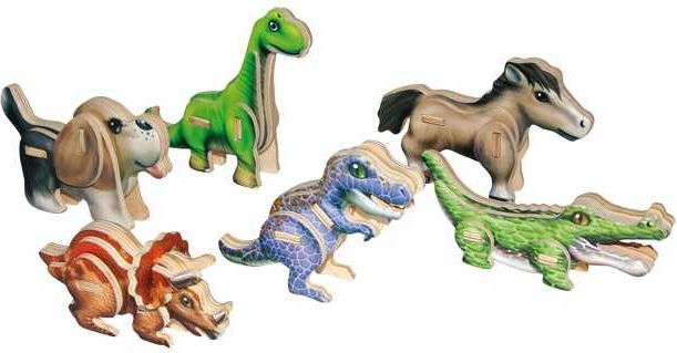 Legler Small Foot Dřevěné 3D puzzle sada 6 ks dinosaurů - obrázek 1