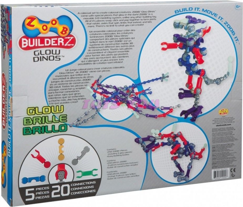 Stavebnice ZOOB Glow Dinos 250 ks - obrázek 2