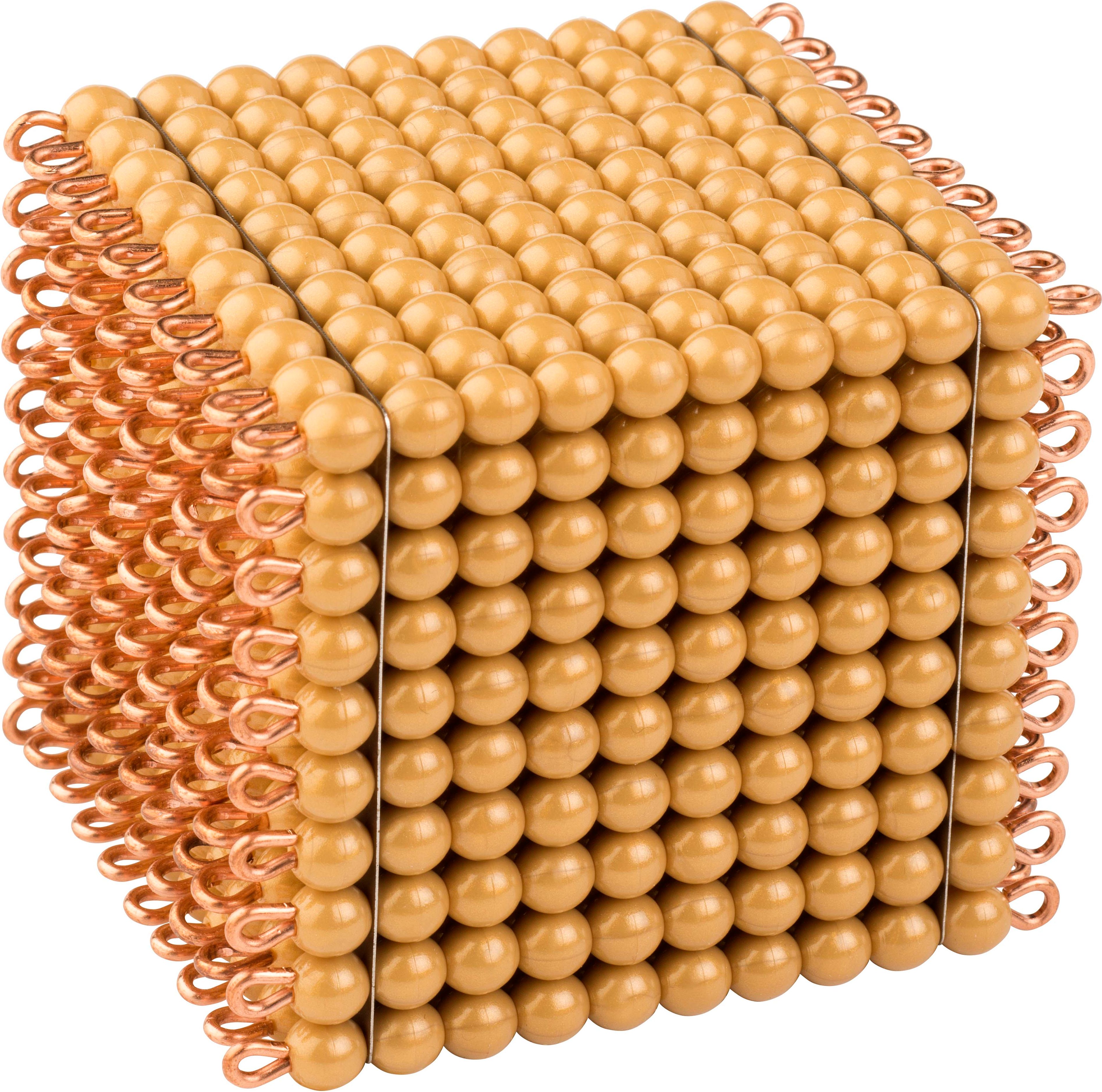 Nienhuis Montessori One Golden Bead Cube Of 1000: Individual Beads Nylon - obrázek 1