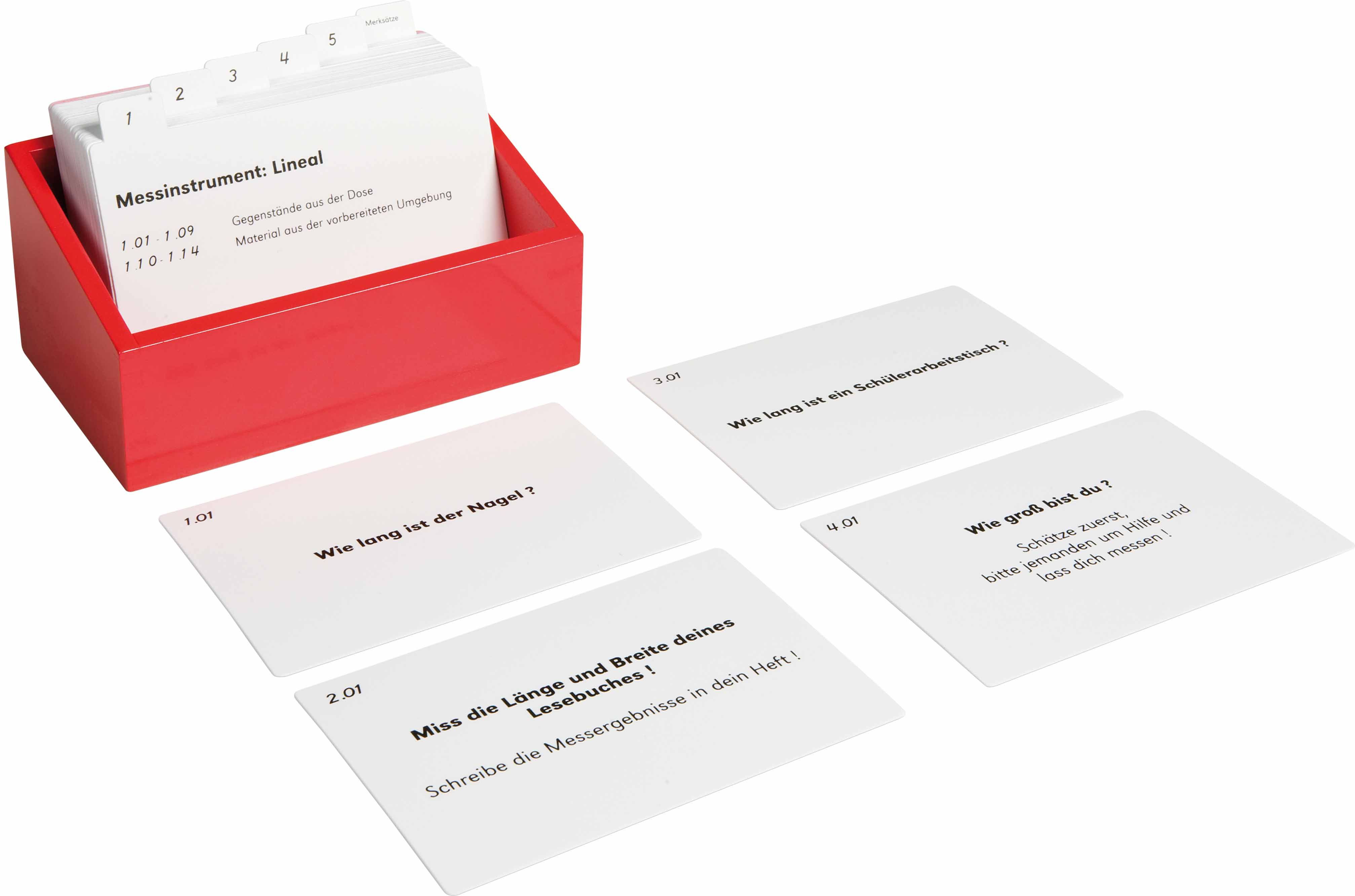 Nienhuis Montessori 63602 Card Set Measuring Box (German version) - obrázek 1