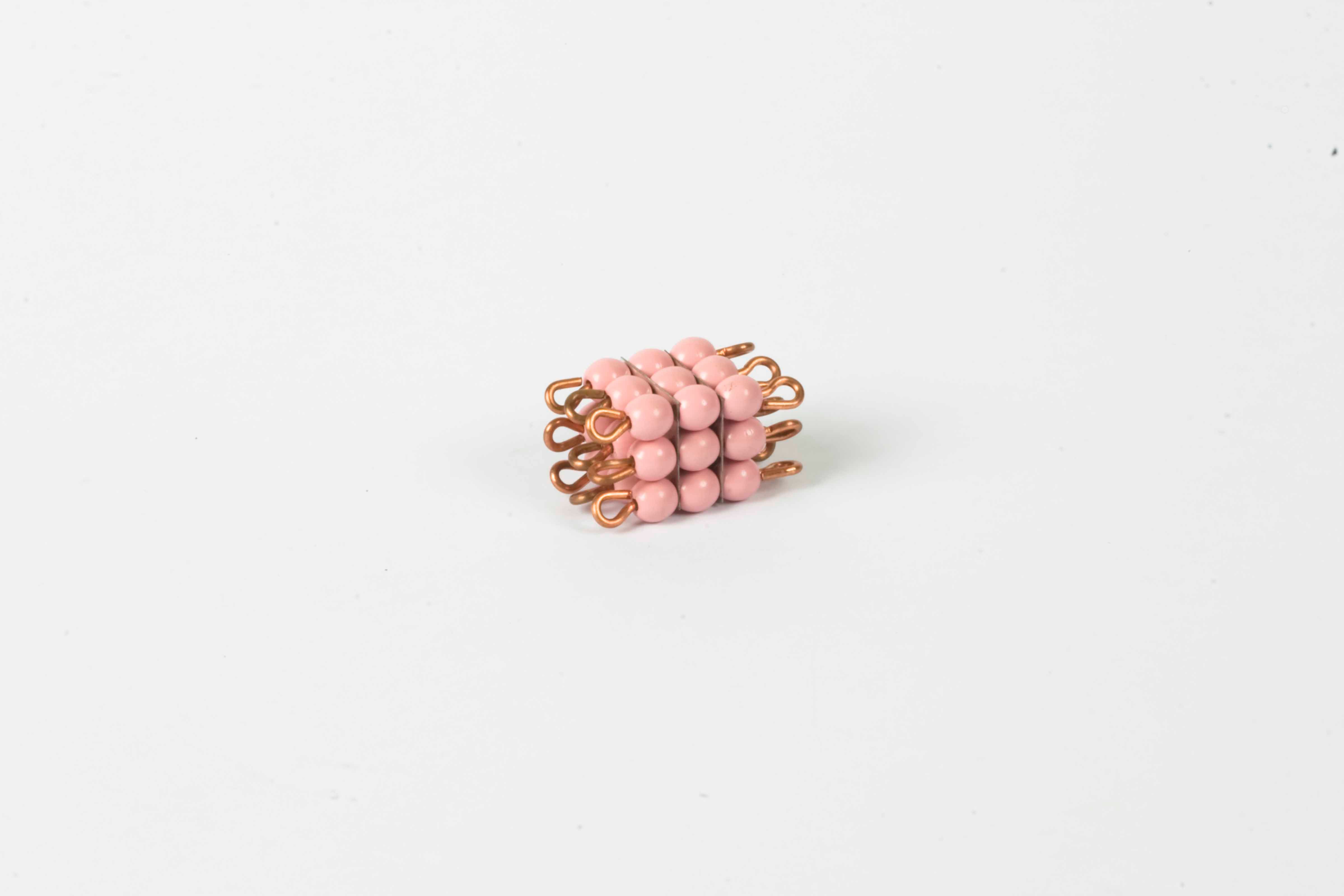 Nienhuis Montessori Individual Glass Bead Cube Of 3: Pink - obrázek 1