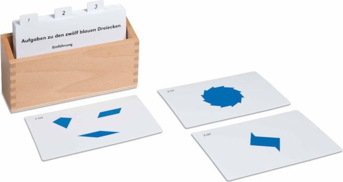 Nienhuis Montessori 12 Identical Blue Triangles Activity Set (German version) - obrázek 1