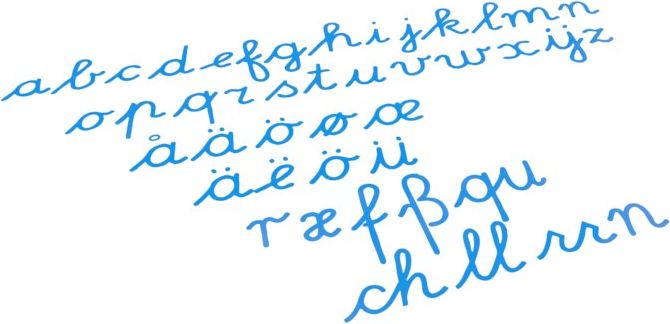 Nienhuis Montessori Medium Movable Alphabet: International Cursive - Blue - obrázek 1