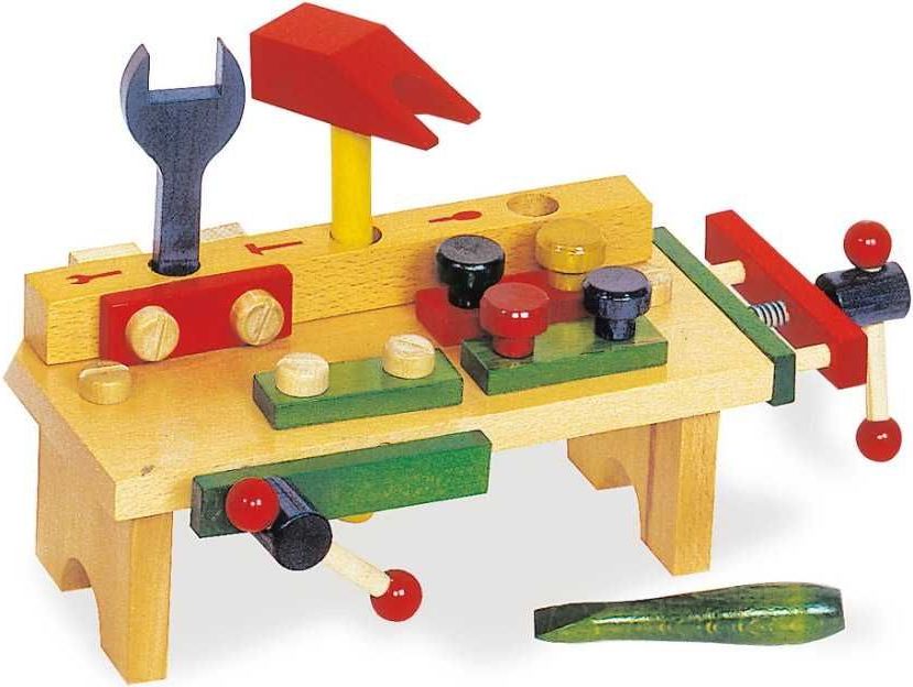 Bigjigs Toys Dřevěné hračky - Ponk - Pracovní stůl s nářadím - obrázek 1