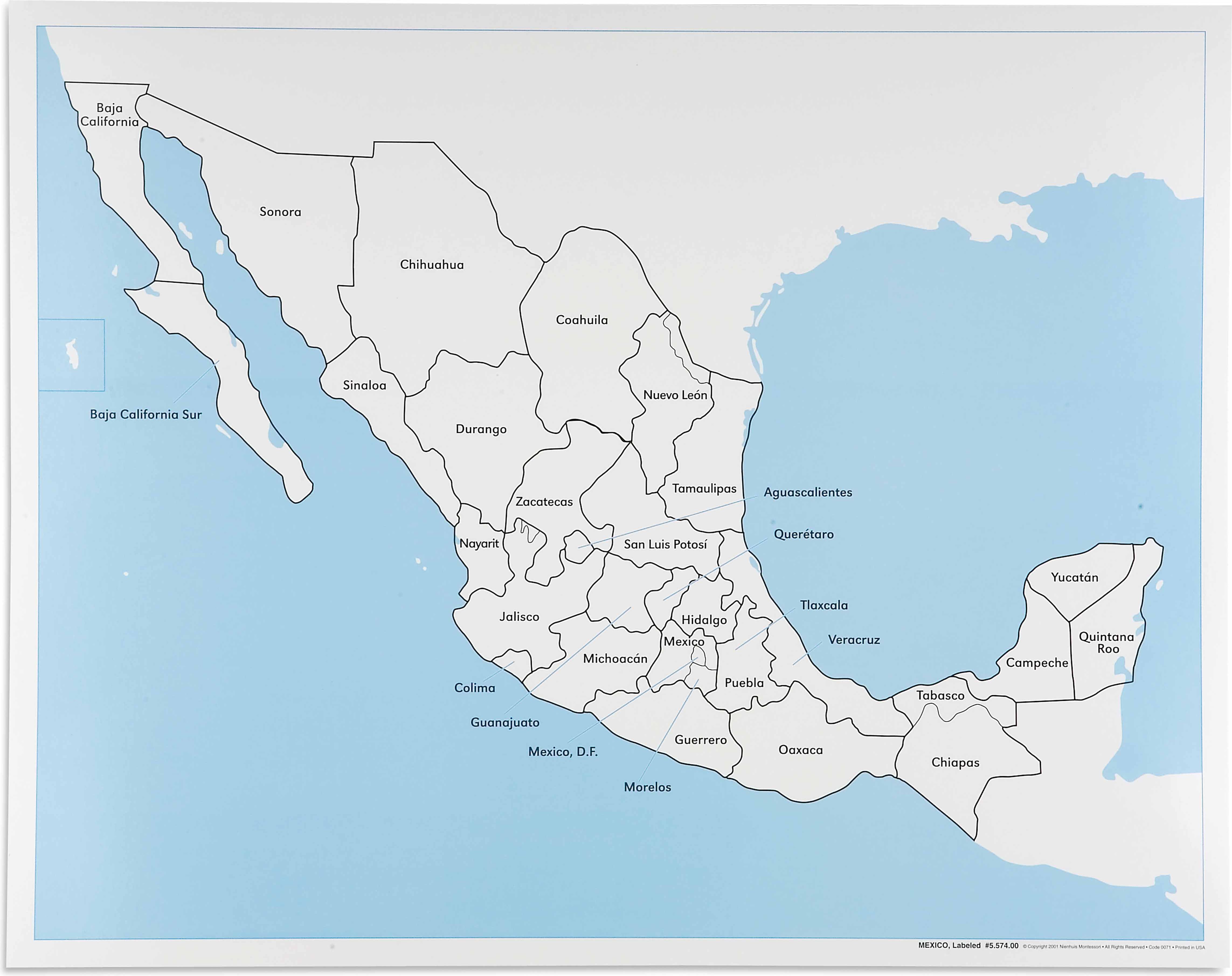 Nienhuis Montessori Mexico Control Map: Labeled - obrázek 1
