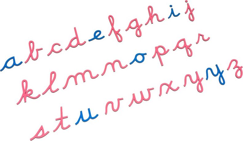 Nienhuis Montessori Wooden Movable Alphabet: US Cursive - obrázek 1