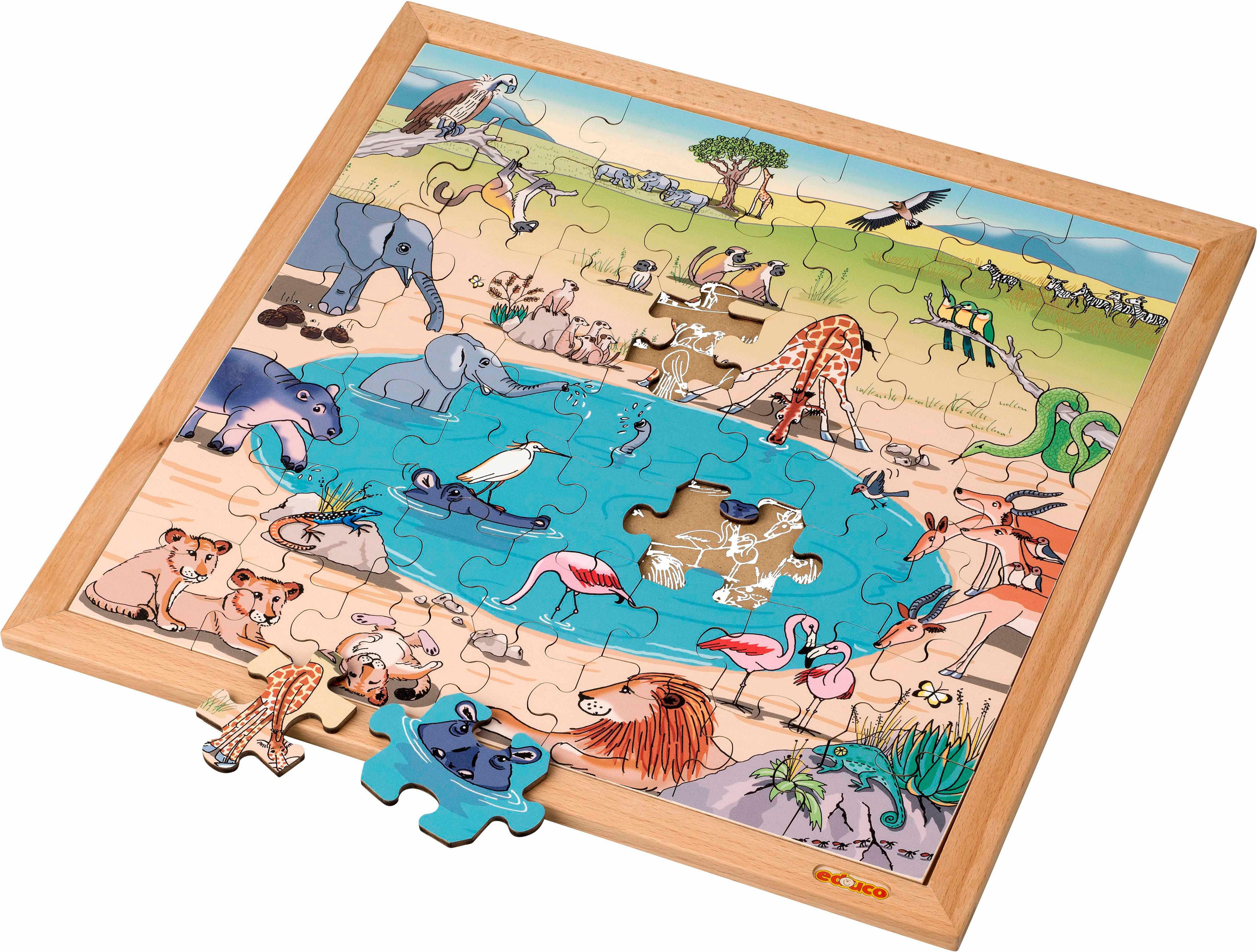 Educo 900000067 Slovní puzzle – Savana - Dřevněné puzzle (49 dílků) - obrázek 1