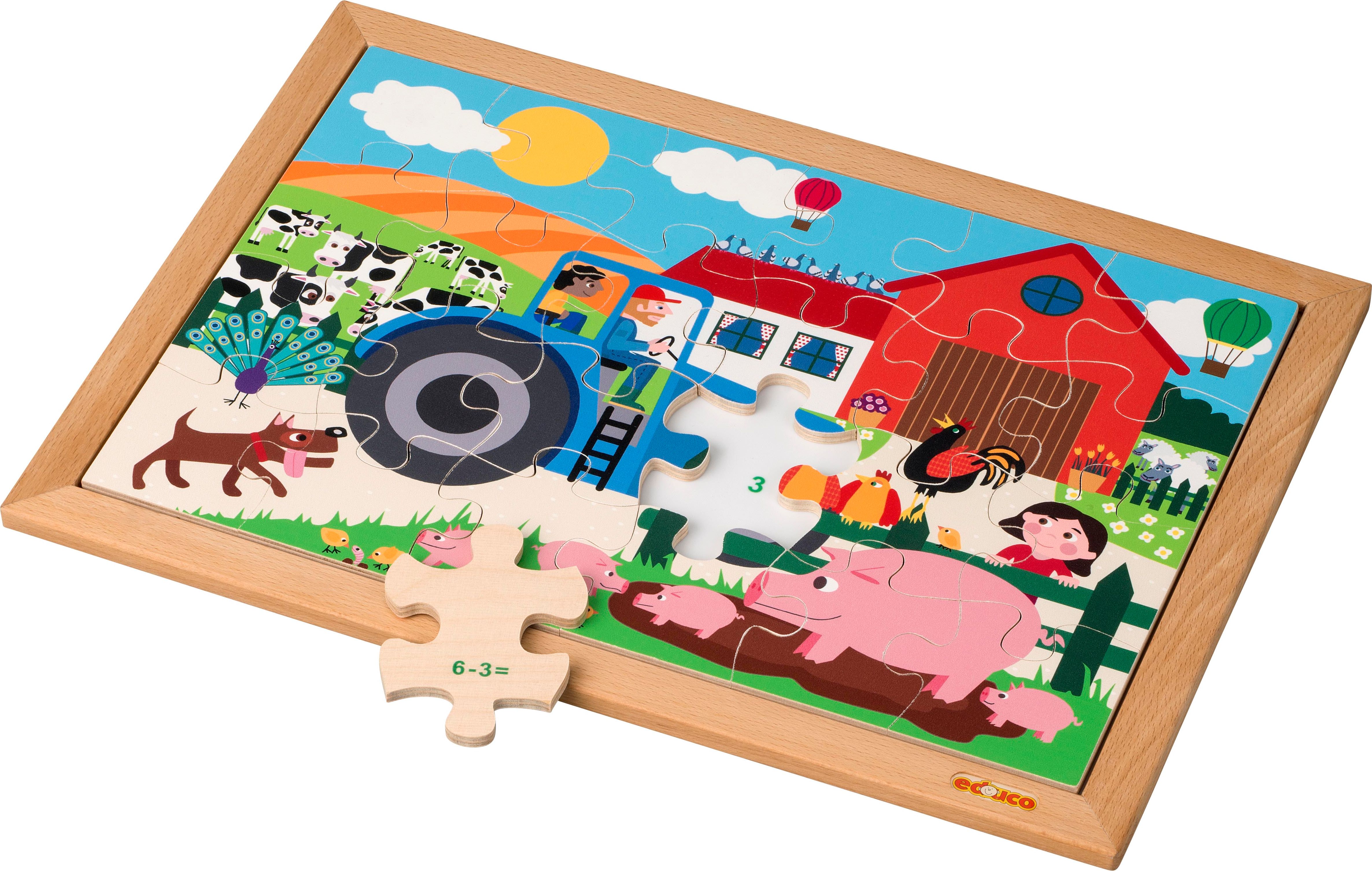Educo 900000063 Matematické puzzle - sčítání a odečítání do 6 (24 dřevěných dílků) Educo - obrázek 1