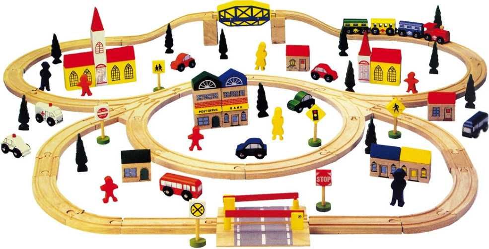 Legler Small Foot Dřevěná vláčkodráha velká 100 ks - obrázek 1