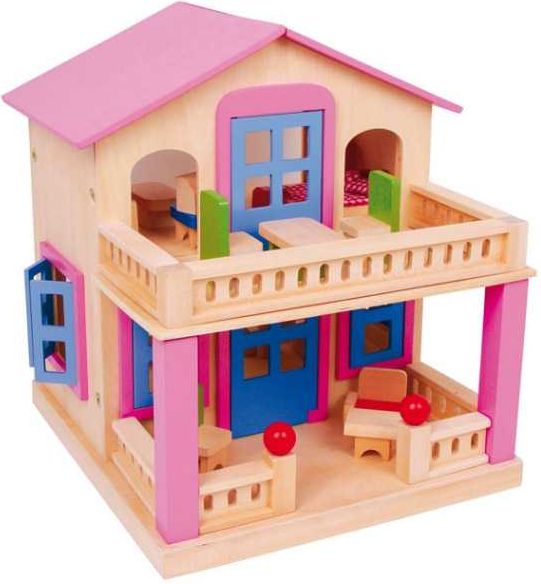 Legler Small Foot Růžový domeček pro panenky s terasou Clara - obrázek 1
