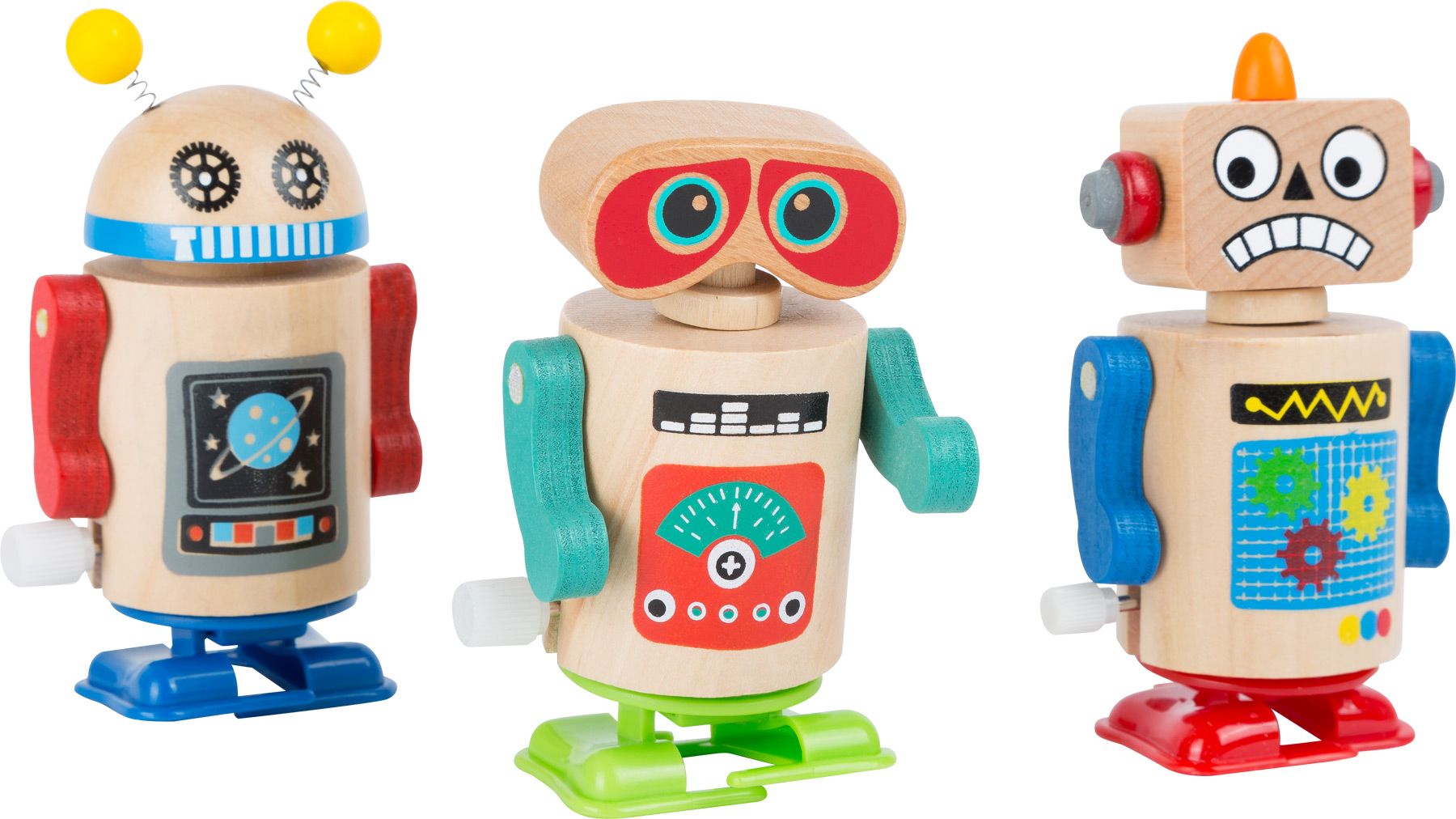 Legler Small Foot Dřevěný natahovací robot 1ks zelené nožičky - obrázek 1