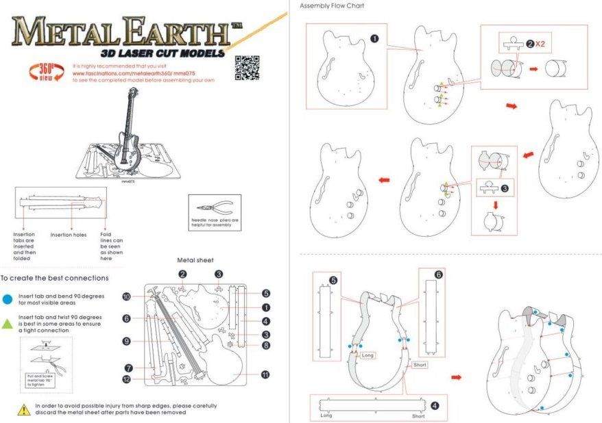 METAL EARTH 3D puzzle Basová kytara - obrázek 2