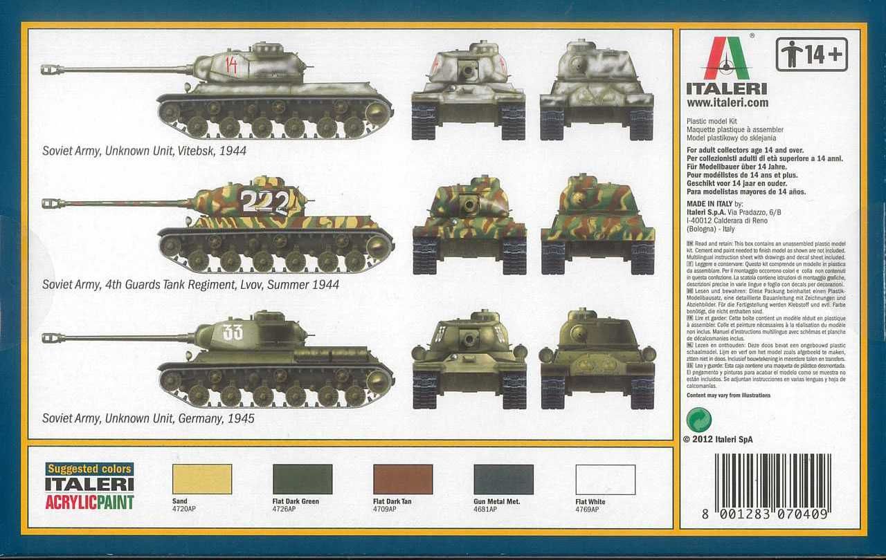 ITALERI Model Kit tank 7040 - JS-2 Stalin (1:72) - obrázek 3