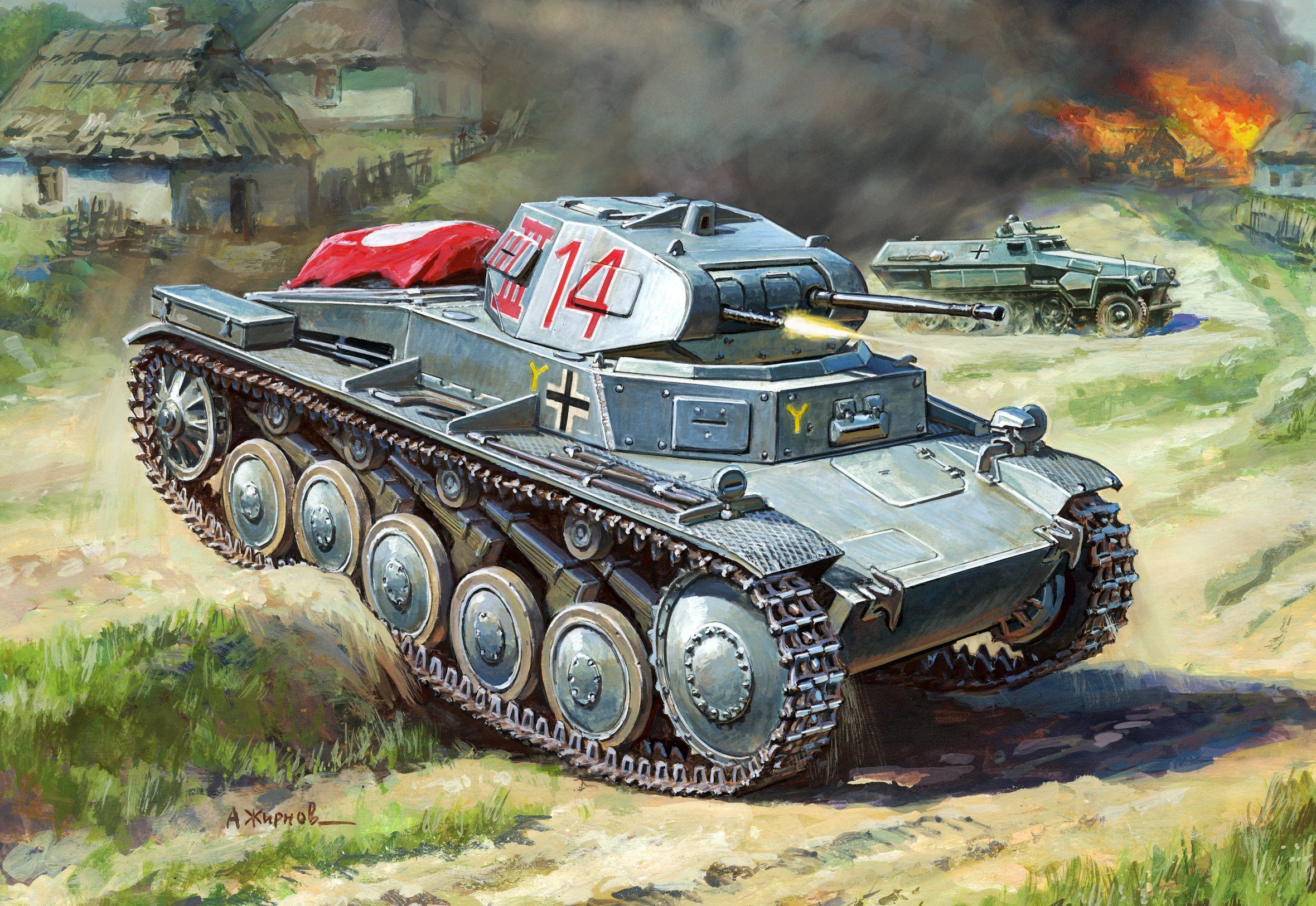 ZVEZDA Wargames (WWII) tank 6102 - German Panzer II (1:100) - obrázek 2