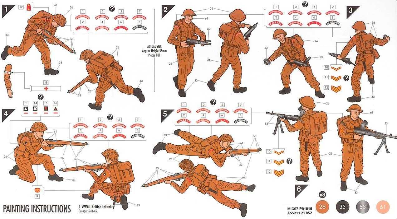 AIRFIX Starter Set figurky A55211 - WWII British Infantry Multipose (1:32) - obrázek 3