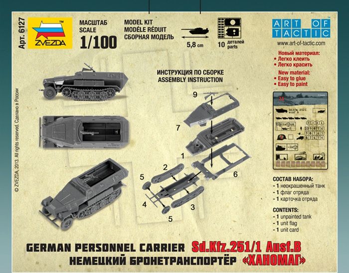 ZVEZDA Wargames (WWII) military 6127 - Sd.Kfz.251/1 Ausf.B (1:100) - obrázek 5
