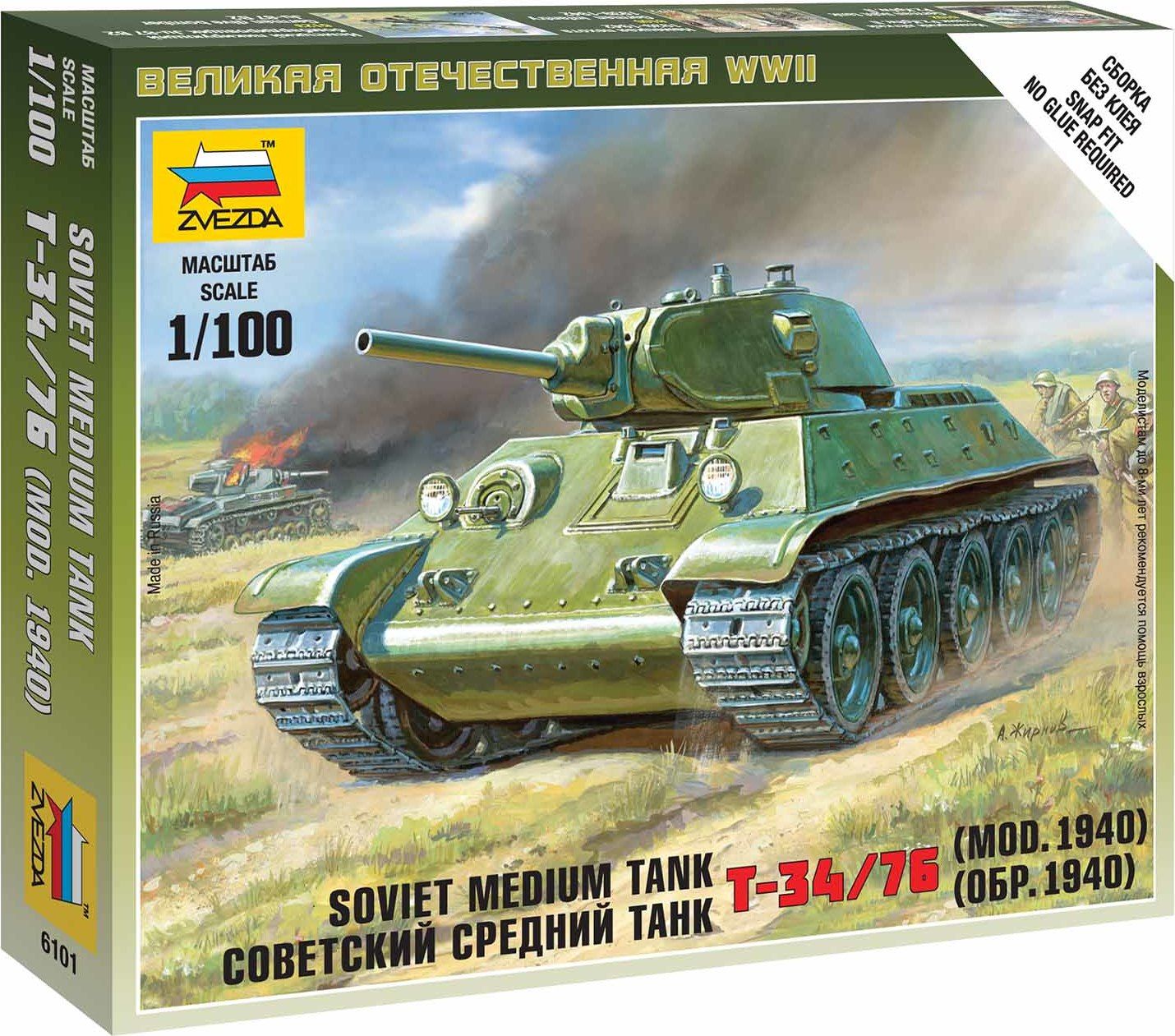 ZVEZDA Wargames (WWII) tank 6101 - Soviet Medium Tank T-34/76 (1:100) - obrázek 1