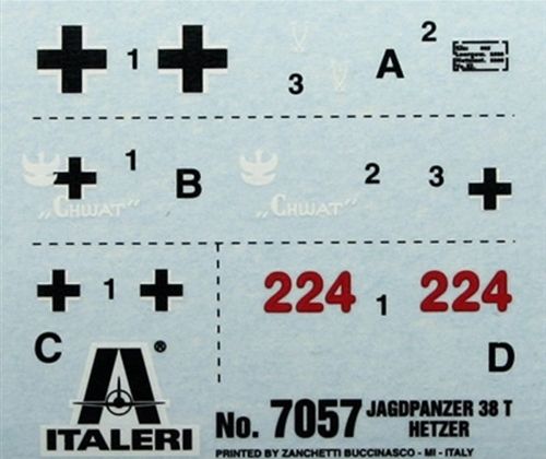 ITALERI Model Kit military 7057 - JAGDPANZER 38(t) HETZER (1:72) - obrázek 3