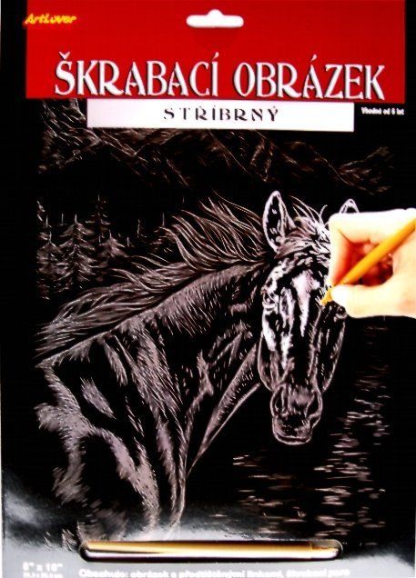 ARTLOVER Škrabací obrázek - Kůň (stříbrný) - obrázek 1