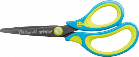 Dětské ergonomické nůžky Griffix se špičatou špičkou - pro praváky, modré, na blistru - obrázek 1