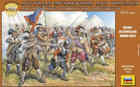 ZVEZDA Wargames (AoB) figurky 8061 - Austrian Musketers and Pikeman (1:72) - obrázek 1