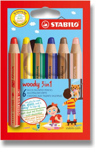 Pastelky Stabilo Woody 3 in 1 - 6 barev - obrázek 1