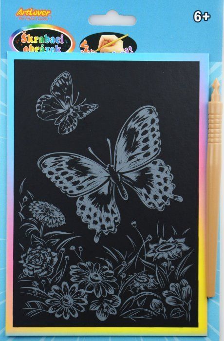 ARTLOVER Duhový škrabací obrázek - Motýlci - obrázek 1