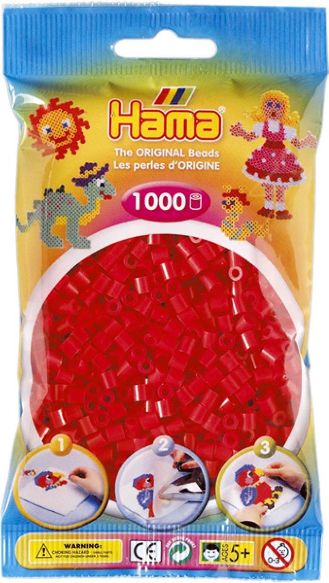 Hama H207-05 Zažehlovací korálky Midi červené 1000 ks - obrázek 1