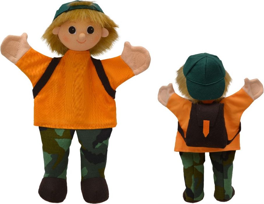 Maňásek na ruku s nohami - Školák Boris - obrázek 1