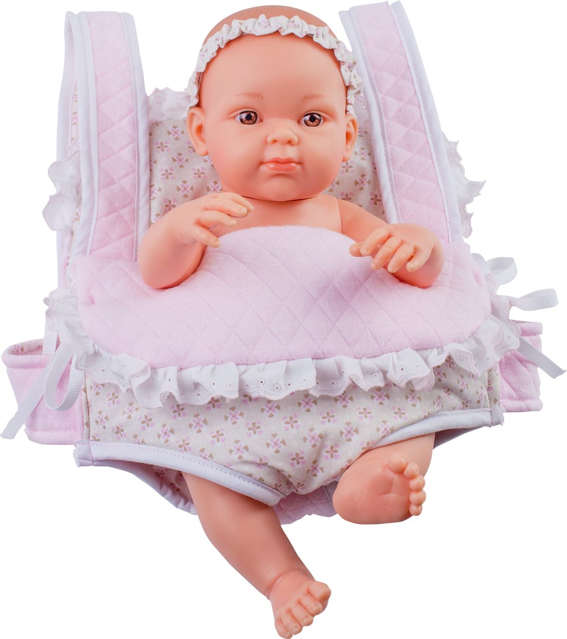 Realistické miminko - holčička - Mini pikolin v růžovém batůžku- klokance - obrázek 1