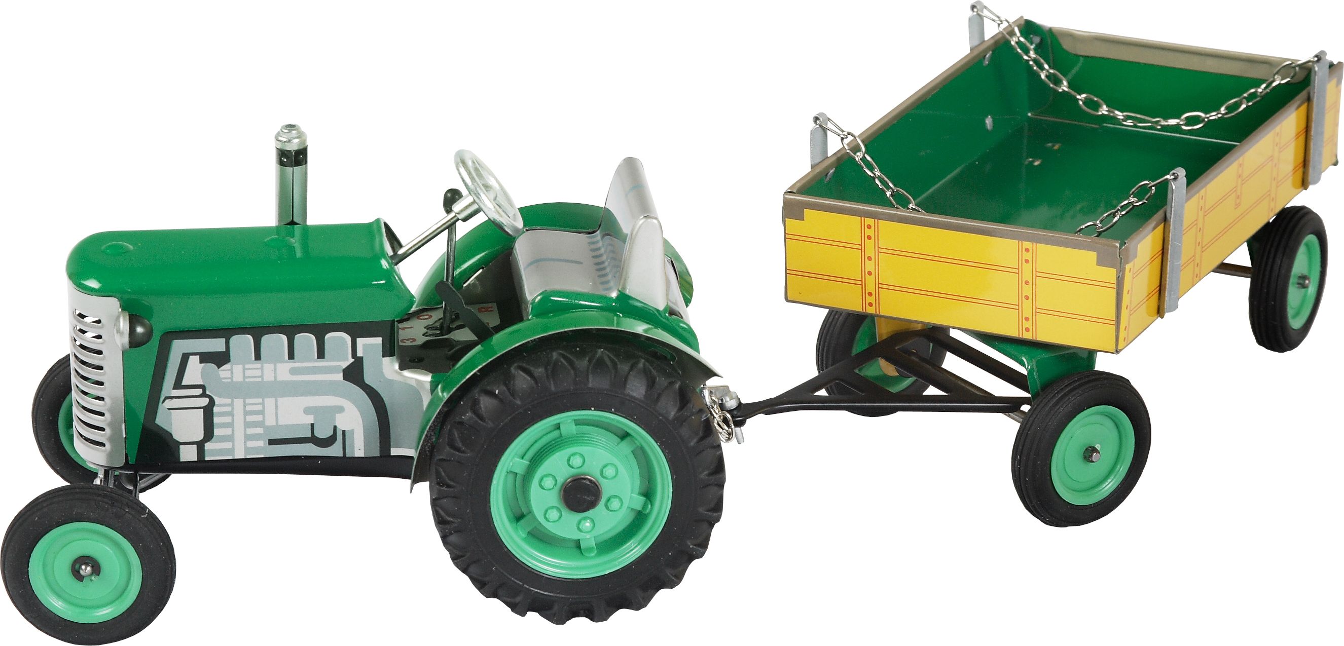 Zelený traktor s valníkem - plastový disky - obrázek 1